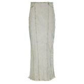Low Waist Back Slit Maxi Denim Skirt